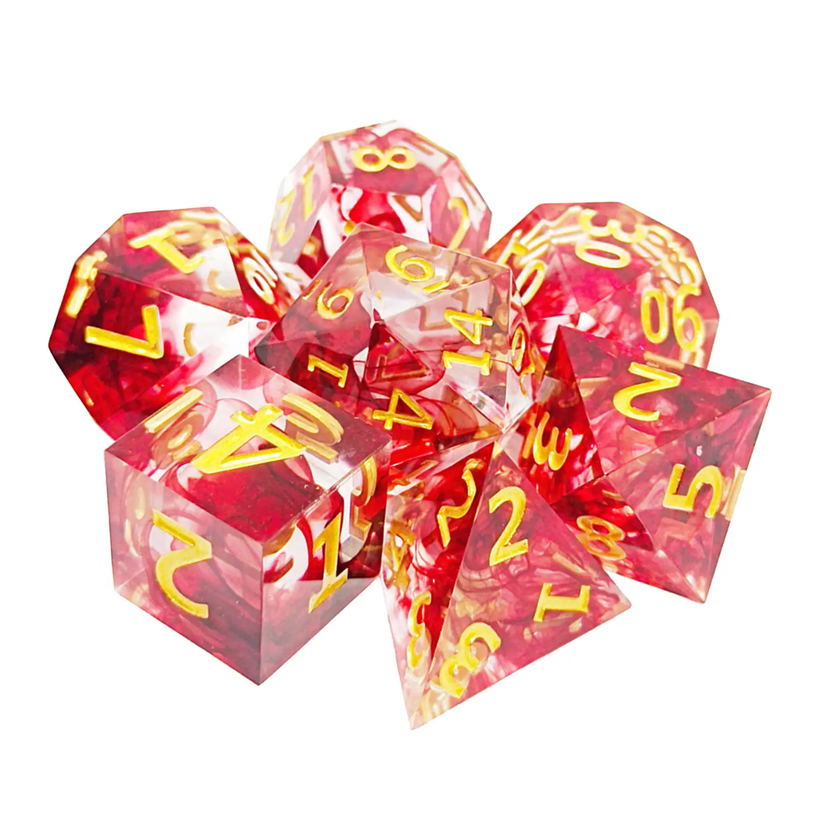 7 шт. полимерные многогранные игральные кости для ролевых игр с эффектом крови