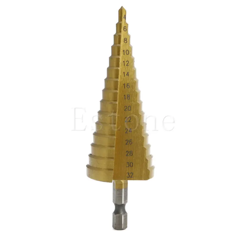 

Y1UD 1Pcs Titanium HSS Steel Step Drill Bit Hole Cutter Tool 4-32mm