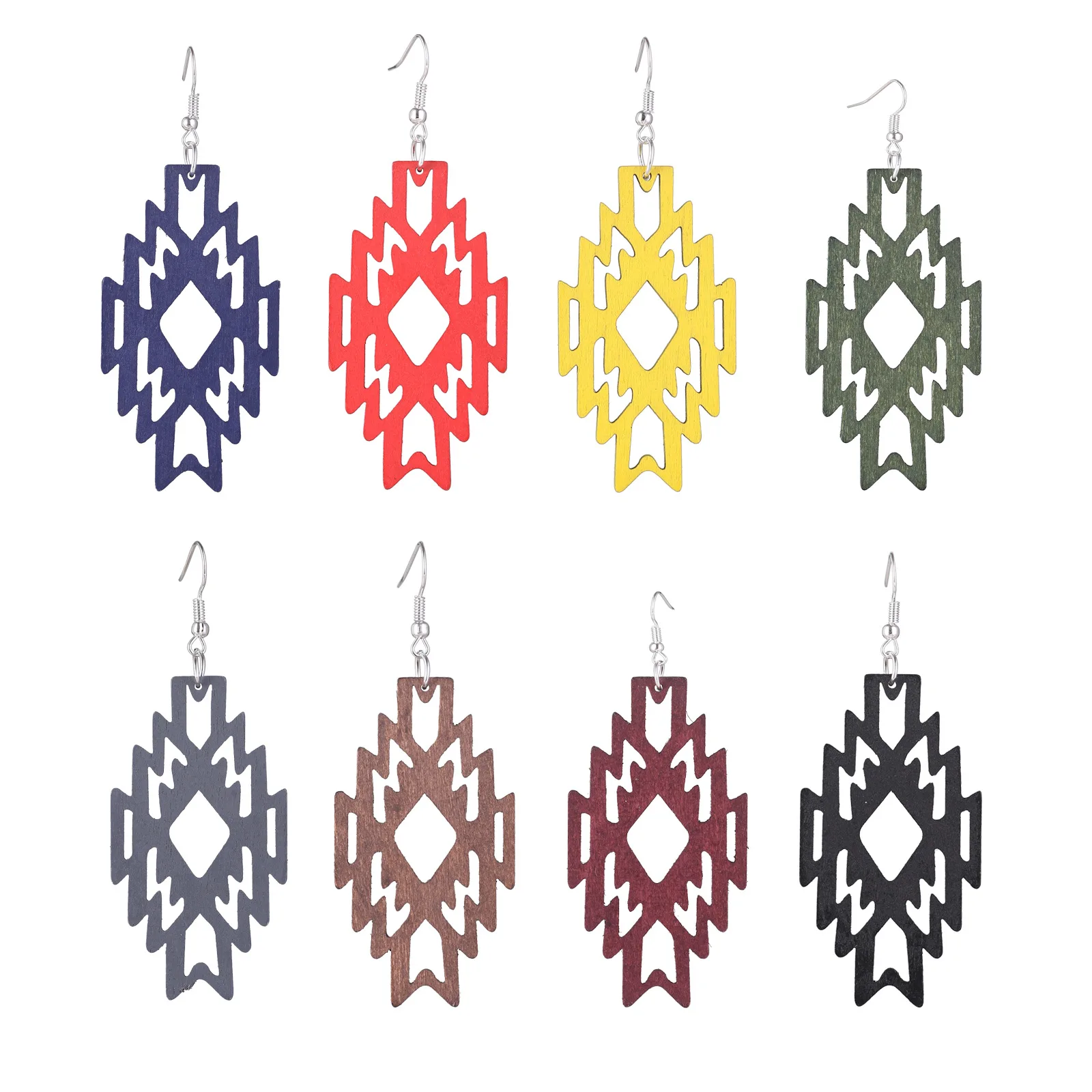 

Cutout Aztec Wood Dangle Drop Earrings for Women