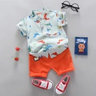 Летний детский костюм, комплекты одежды рубашка с короткими рукавами и штаны для мальчиков и девочек комплекты одежды из 2 предметов детская одежда