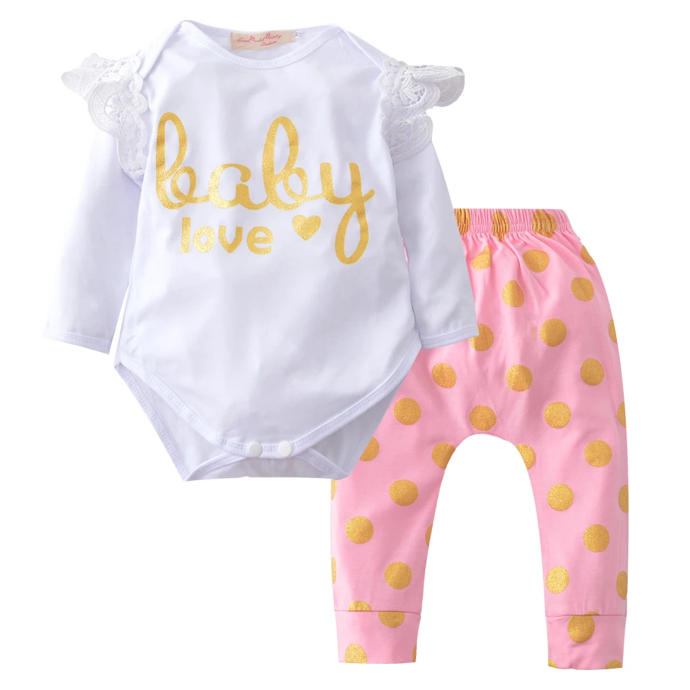 2 шт. комплект! Осенняя одежда для новорожденных девочек хлопковый комбинезон с