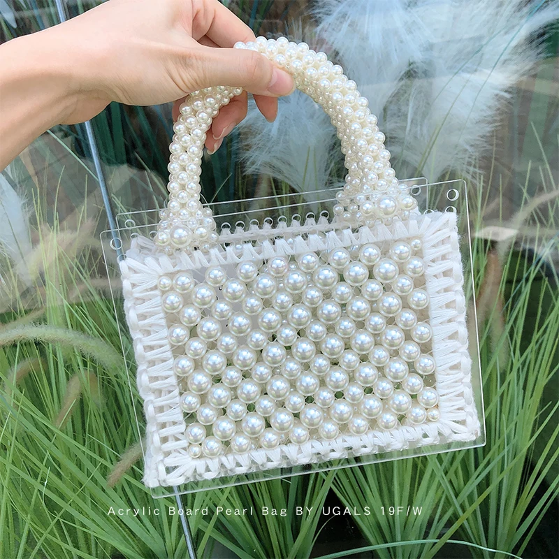 UGALS тканая сумка с жемчугом в женских тоутах акриловая коробка бисером Роскошная