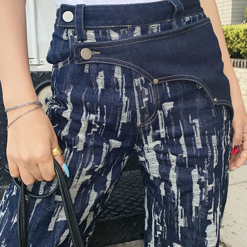 

SHENGPALAE 2021 Spring Casual Jeans Woman Long Trousers Cowboy Female Loose Streetwear High Waist Torn Scratches Pants ZA5682