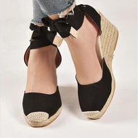 high heels sandals women shoes wedge size 43 fashion new lace up ankle sandals platforms gladiator shoes women straw sandals