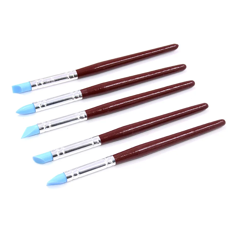 5 черных силиконовых ручек для ногтей инструмент из пяти предметов мягкая глина