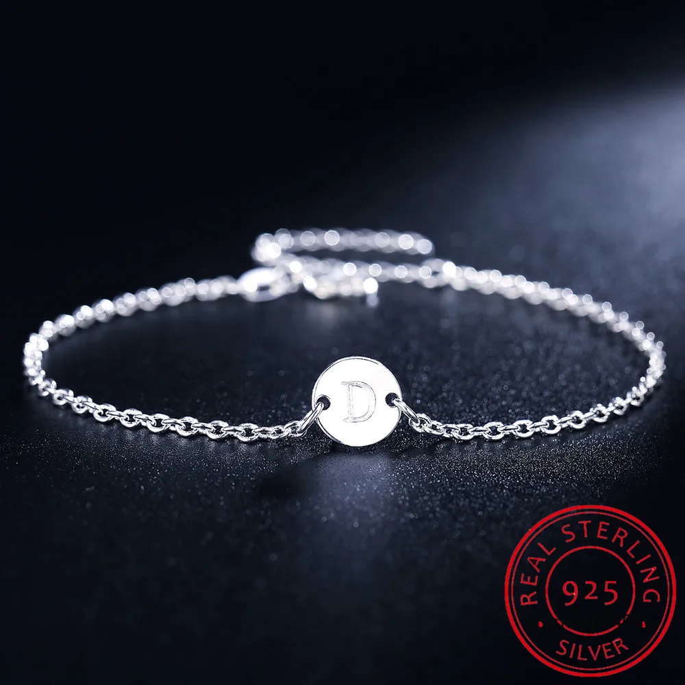 

925 Sterling Silver Initial 26 Letters Alphabet Monogram Gold Name Bracelet Crystal CZ Zircon 2020 Fashionable Jewelry