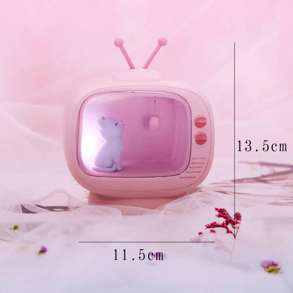 

50%HOTLight Decor TV Shape Cats Statues Pink Animal Home Decoration Light for Garden