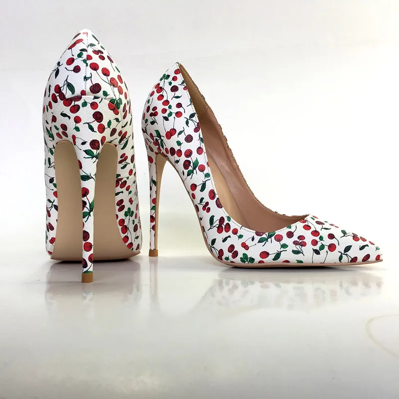 Keshangjia цветочный принт пикантные женские туфли лодочки тонкий каблук Женская