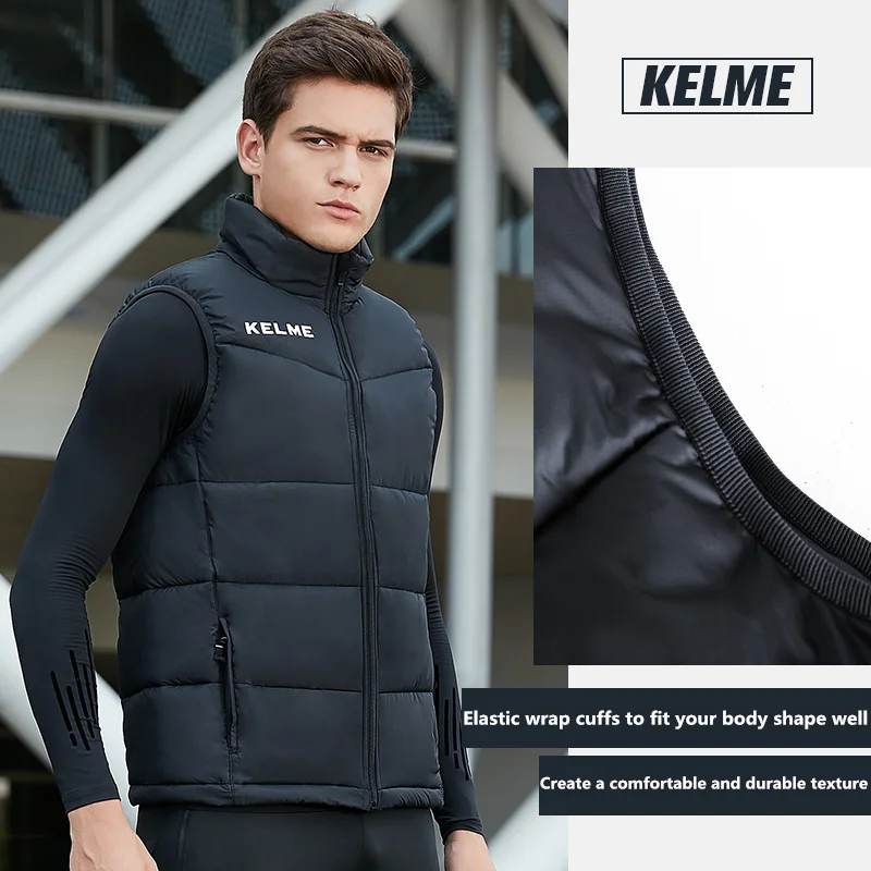 KELME мужской зимний жилет хлопковая куртка Футбол утолщенный теплое Стеганое