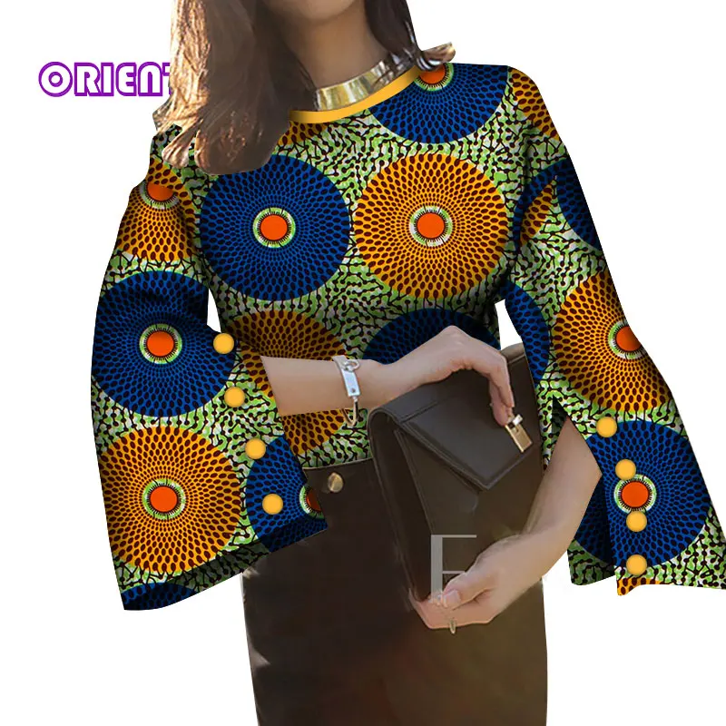 Африканская блузка для женщин с длинным рукавом Дашики Топы рубашка женская
