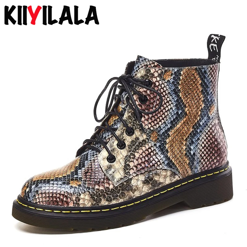 Сапоги Kiiyilala женские из натуральной кожи ботинки челси со змеиным принтом