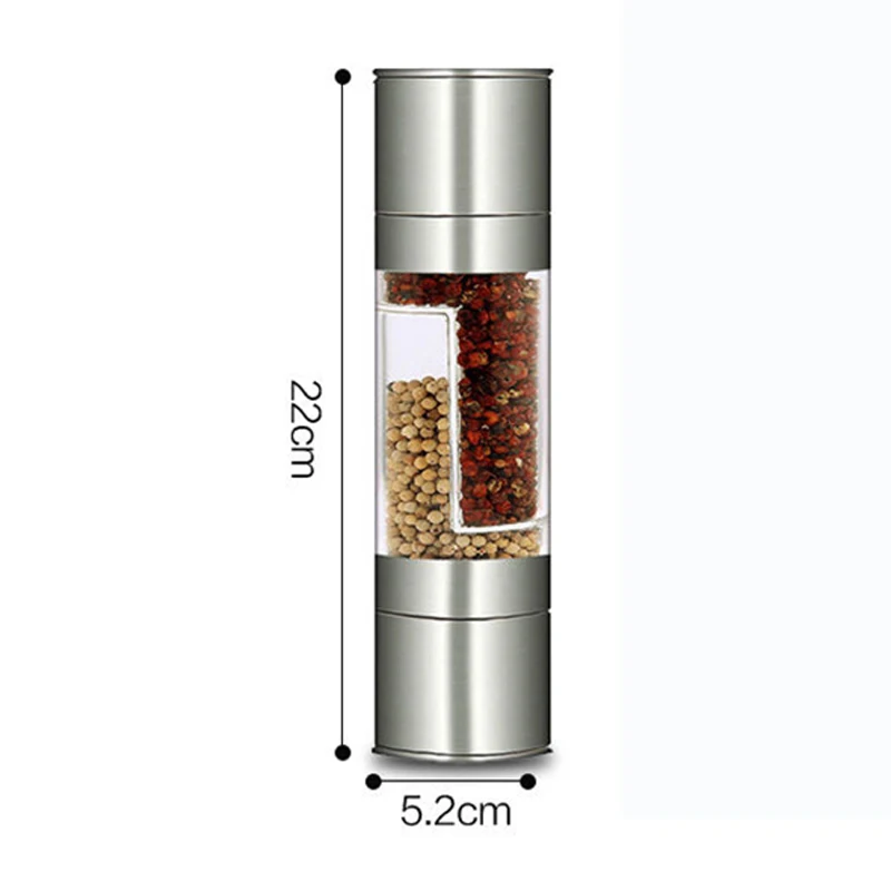 

2 in 1 Seasoning Grinding Stainless Steel Manual Pepper Grinder Salt & Pepper Mill Grinder Kitchen Tools Accessories for Cooking