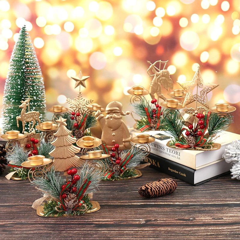 2021 Рождественский Железный Подсвечник свечи Санта-Клаус для гостиной настольное