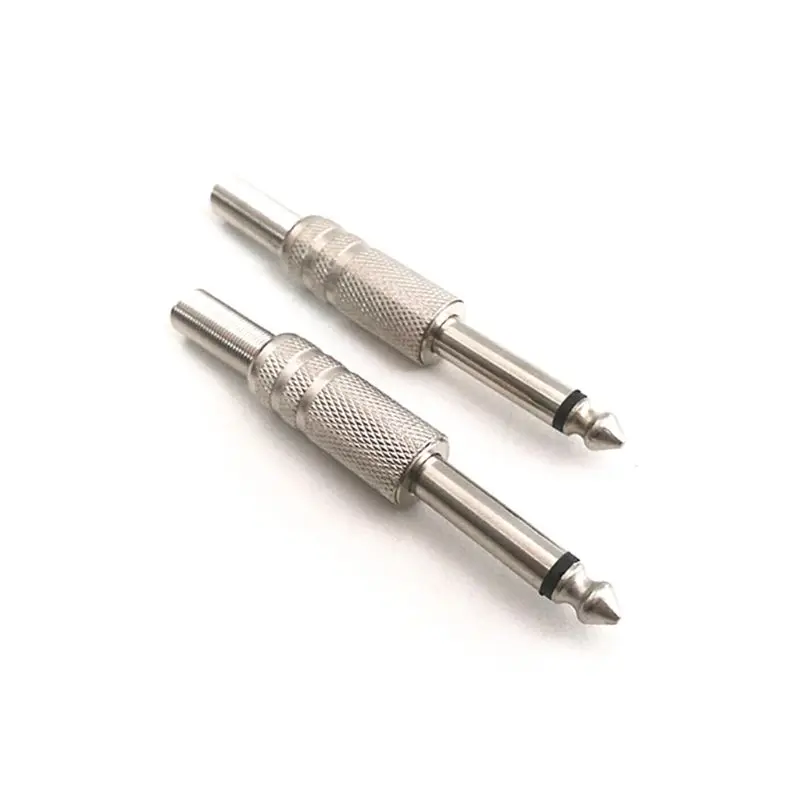 

10Pcs/Bag 1/4" Mono Jack 6.35mm Metal Male Monaural Cable Connectors Plugs
