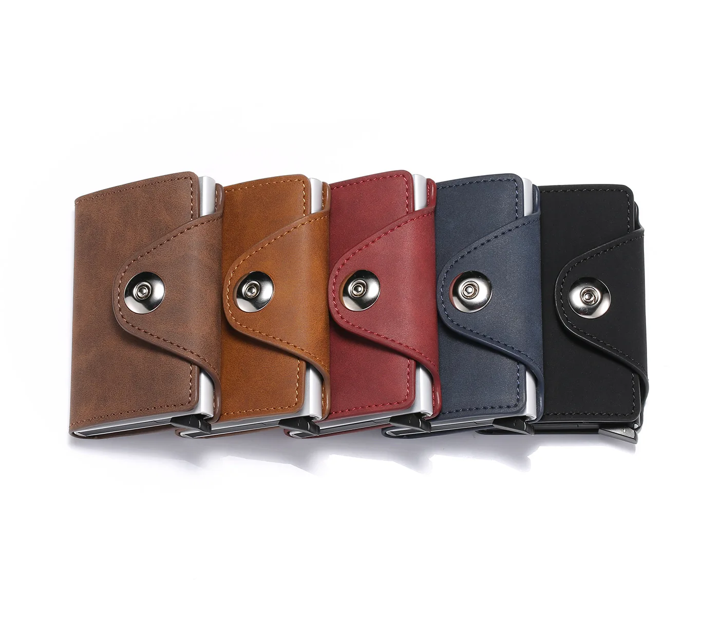 

2021 Retro Men Wallets PU Aluminum Alloy Mini Wallet Small Money Bag Male Purses Unisex Wallet