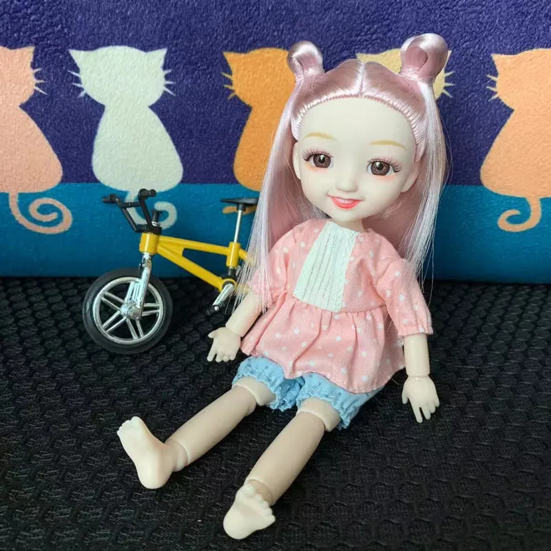 

New 19cm Doll 13 Movable Joint BJD Doll DIY Naked Body Curly and Straight Hair Various Colors of Hair Smiling Girl Fashion Doll