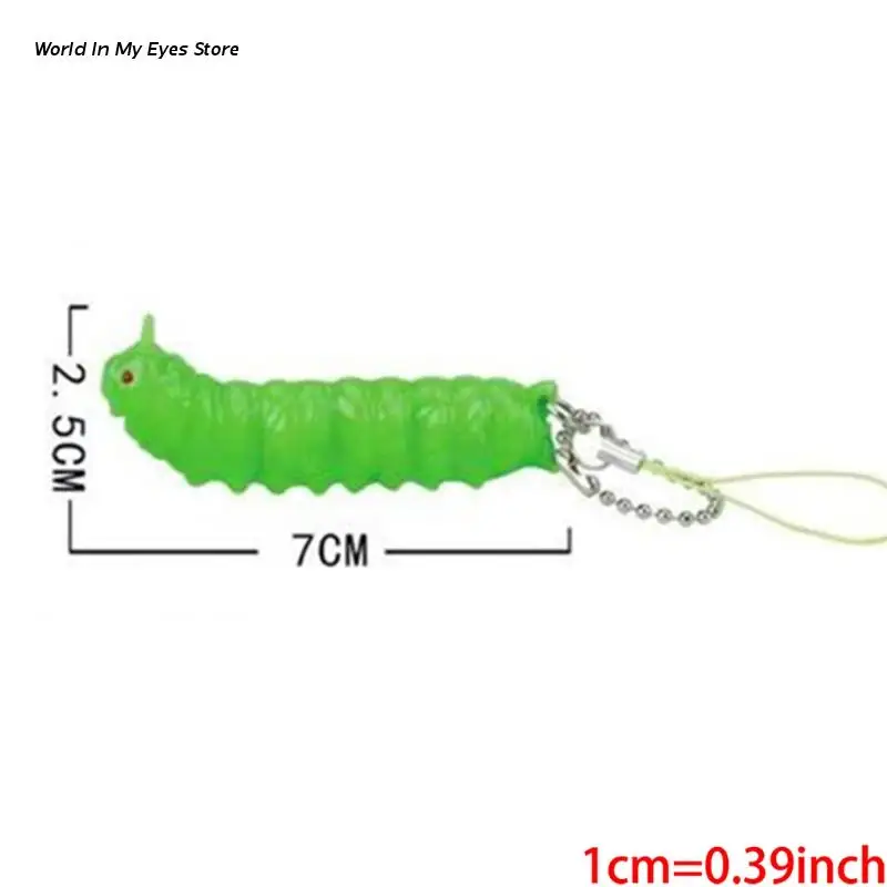 

124D Squeeze Finger Keychain Squeeze Caterpillar Pendant Decompression Toy for Autism