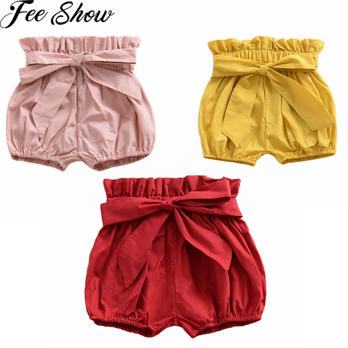 

Summer Toddler Baby Girls Bow Cotton Bloomers Shorts PP Pants Nappy Diaper Covers Bandage Short Trousers Elastic Waist Shorts