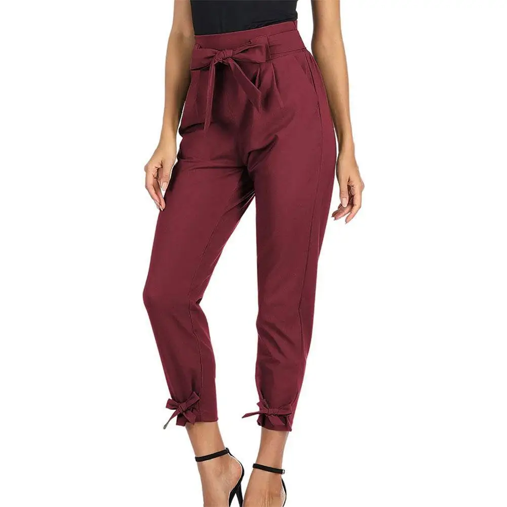 

Womens Casual High Waist Pencil Pants With Bow-Button Pockets For Work R2N5
