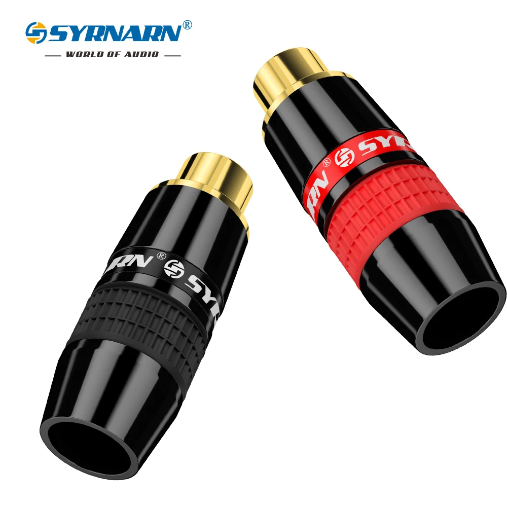 

High Quality 24K Gold RCA Jack Audio Video Connector Adapter For HIFI Audio DIY Cable black&red 1/pair speaker plug RCA Plug