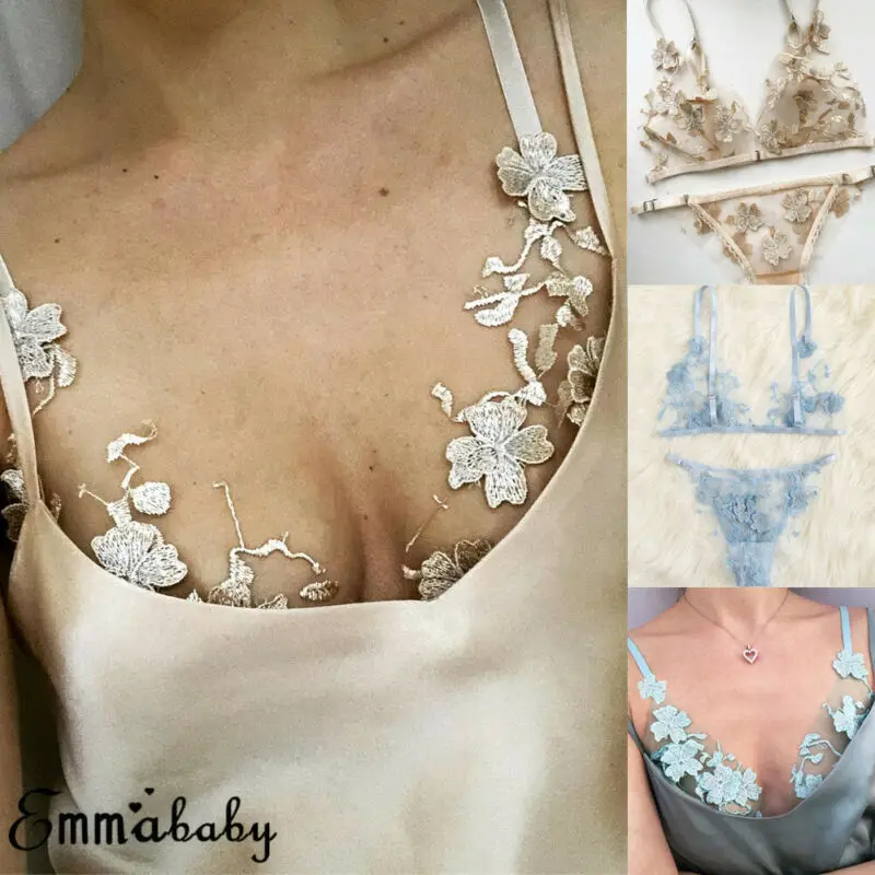 Сексуальный женский бюстгальтер короткие комплекты кружевной Цветочный