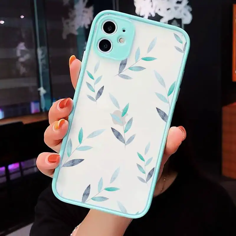 

Watercolor plants with flowers Phone Case Matte For iPhone 12 Mini 11 Pro XR XS Max 7 8 Plus X Hard PC Back Cover