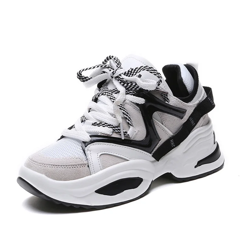 Женские кроссовки на толстой подошве удобные вулканизированной без шнуровки |