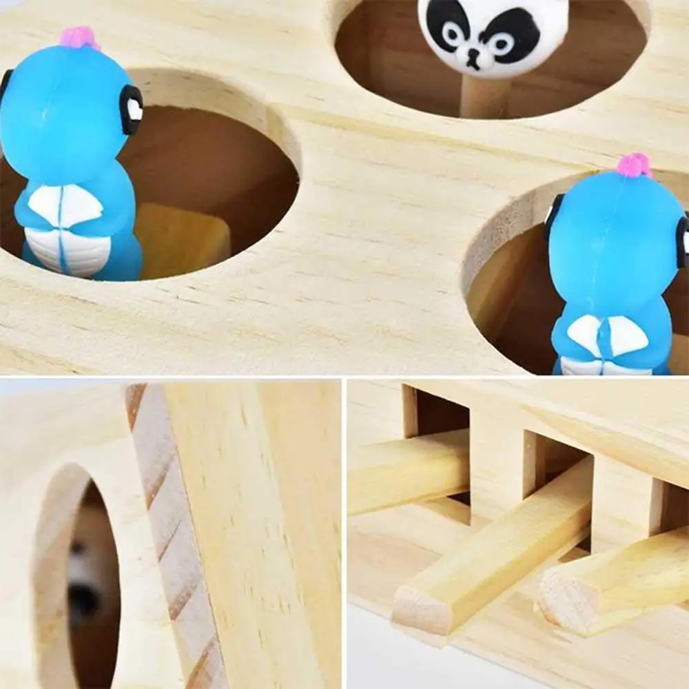 Cat Hunt Toy Chase Mouse Wooden Interactive Pet Hit Hamster With 3/5holes Hole Catch Bite Funny Kitten Box | Дом и сад