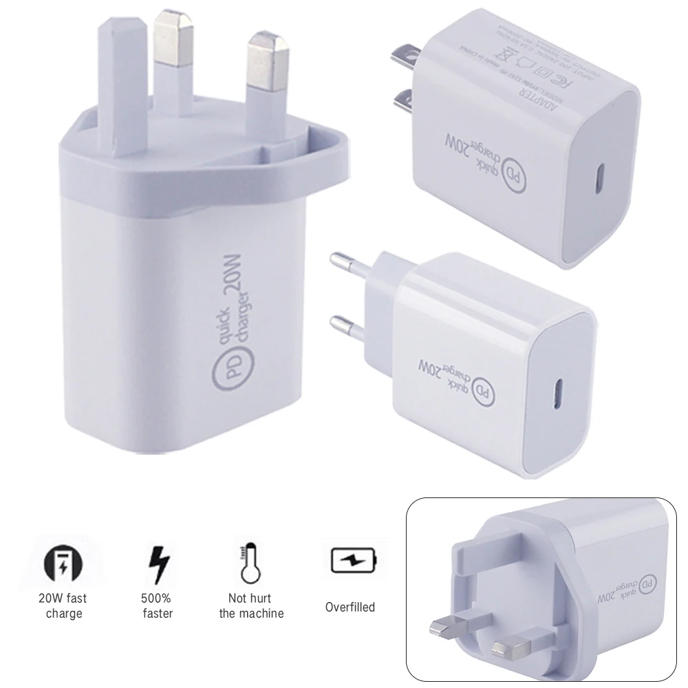 

20W USB Type C Charger Adapter For IPhone 12 12 Pro Max 12 Mini PD Fast Charging Power Type-C EU US UK Plug For IPhone 12