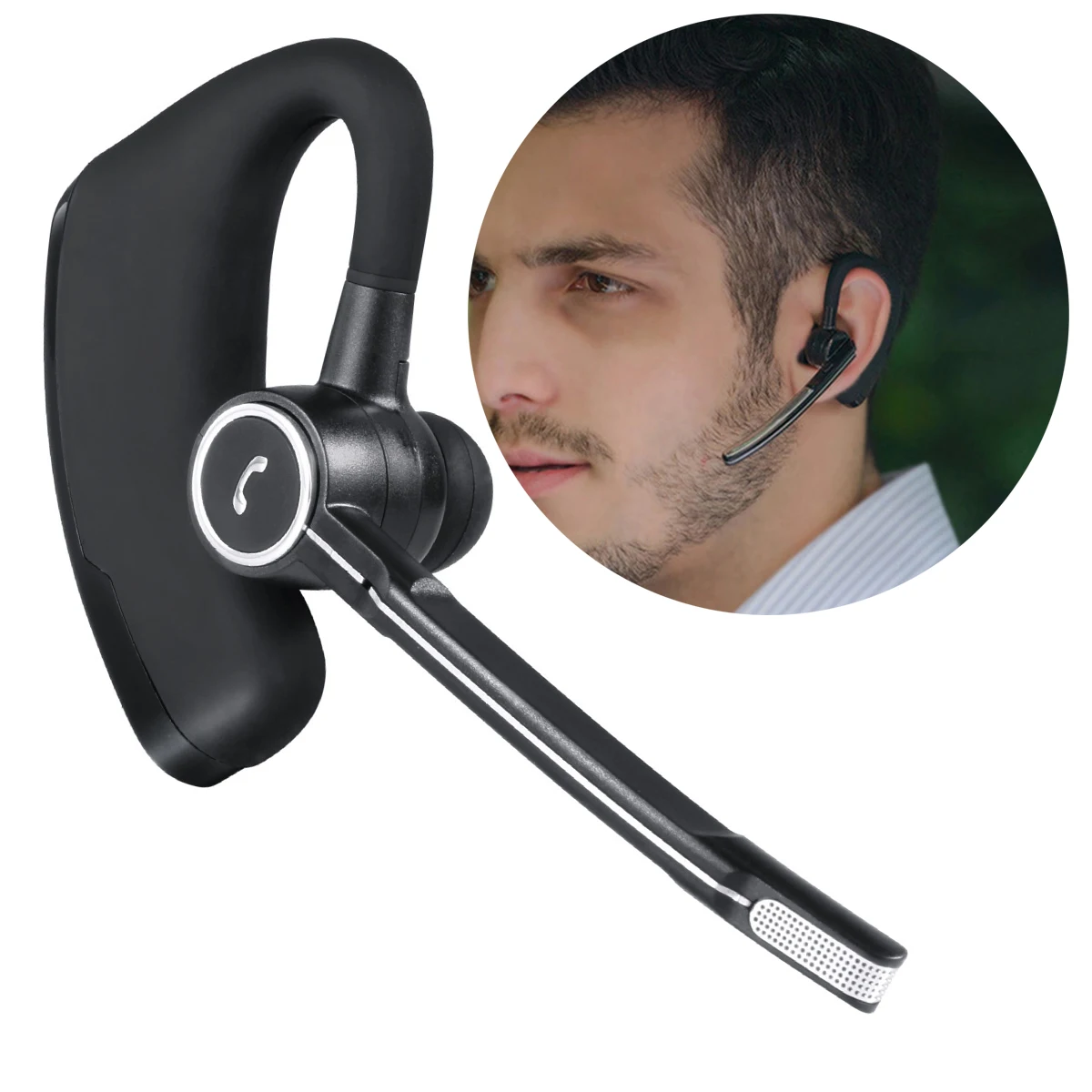 

Business Bluetooth V4.1 Headset Car Wireless Handsfree Ear Hook Earphone With Mic Support Calls Voice Prompt for iPhone Xiaomi