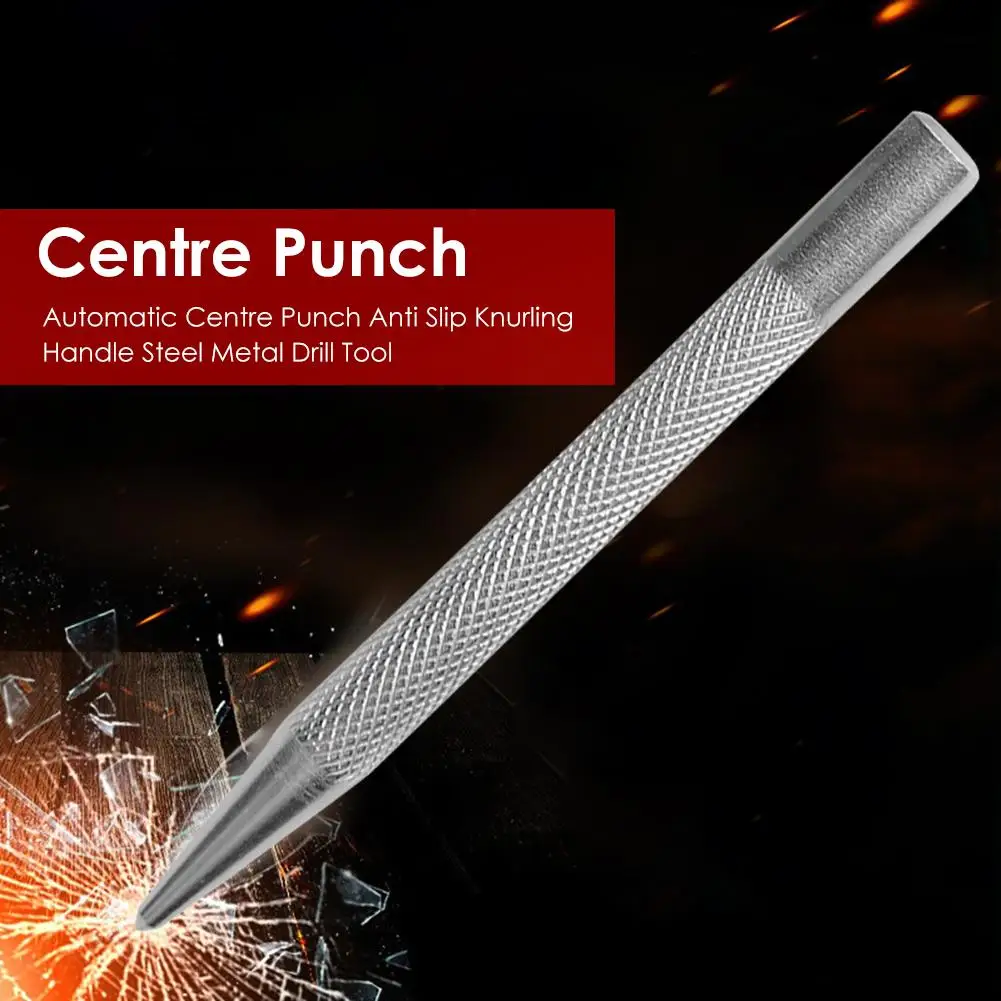 

Automatic Centre Punch Anti Slip Knurling Handle Steel High Elasticity Spring Loaded Metal Wood Drilling Marking Tool Accessory