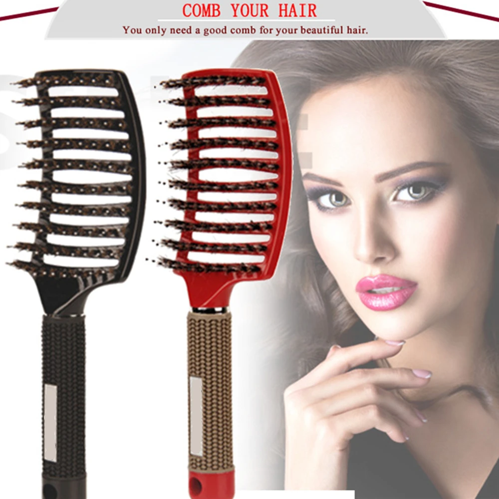 Расческа для волос Массажная расческа щетина и нейлон Женские влажные кудрявые