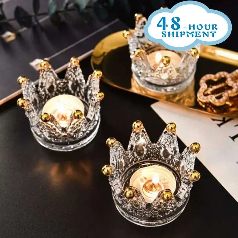

Crown Crystal Candlestick Candle Decoration Cup Crown Glass Candle Cup home living room table crystal glass candlesticks nordic