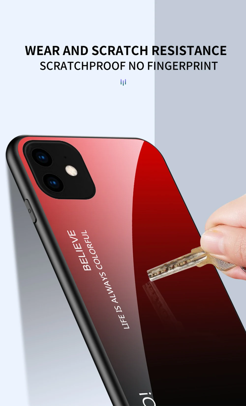 Чехол из закаленного стекла для iPhone 7, 8, X, 6, 6S Plus, градиентный цвет, голубой луч, Аврора, кожа, задняя крышка для iPhone 11 Pro, XS Max, X, XR, чехол
