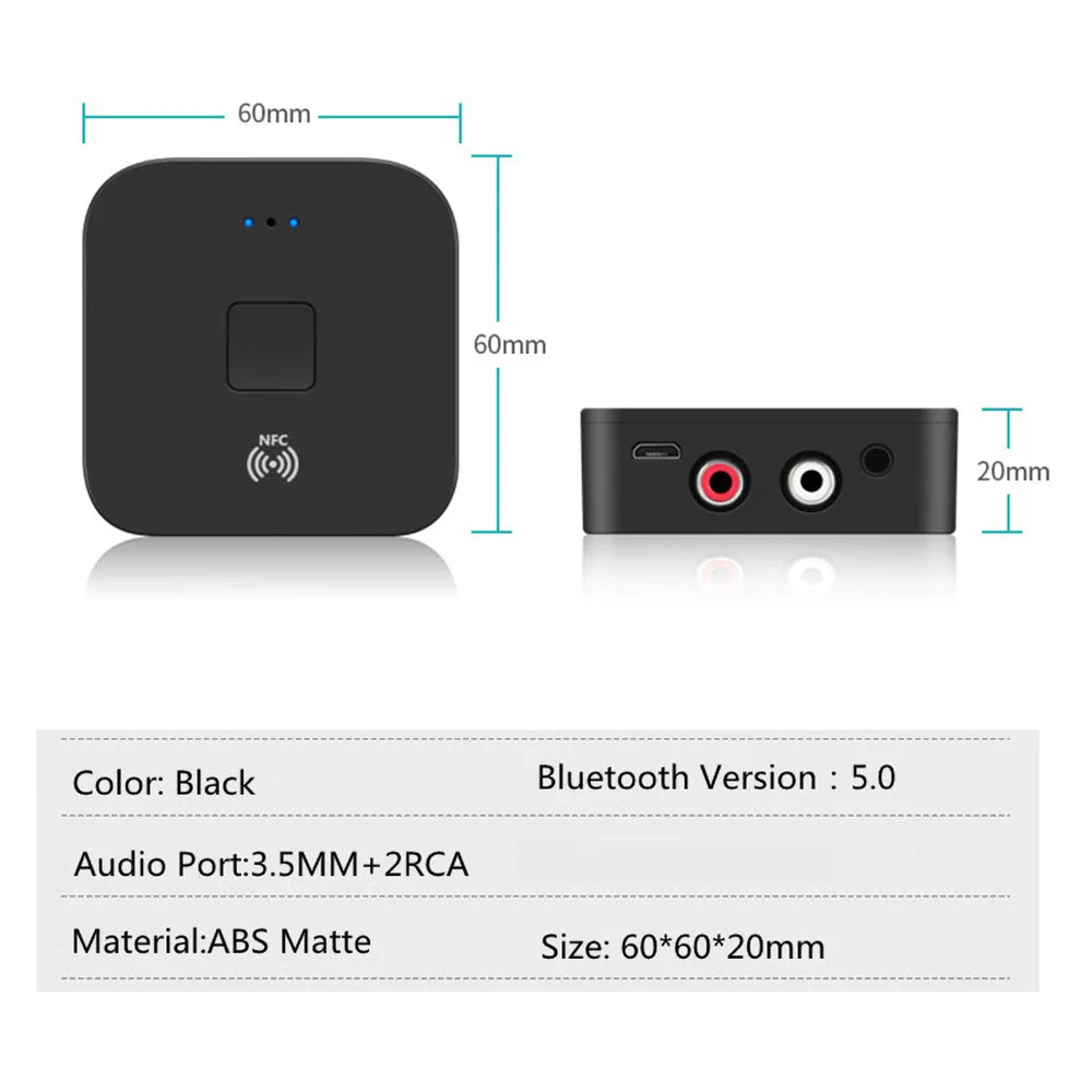 Аудиоприемник 3 5 мм Micro USB 2 RCA NFC V5.0 Bluetooth автомобильный музыкальный комплект AUX