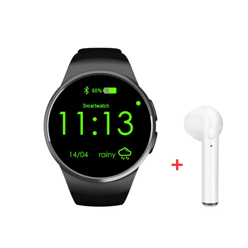black add headset Смарт-часы KOSPET KW18 с Bluetooth и функцией вызова для мужчин и женщин, на весь экран, поддержка SIM и sd-карт, бизнес Смарт-часы для ios, Android, телефона - Цвет: black add headset