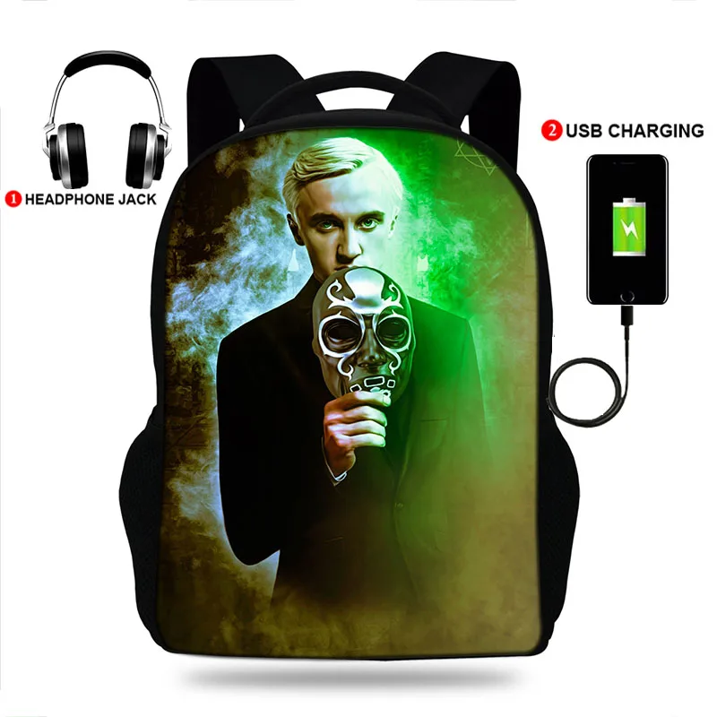 

Мужской ортопедический рюкзак Draco Malfoy, школьные ранцы для мальчиков 17 дюймов с Usb-зарядкой, сумки для книг