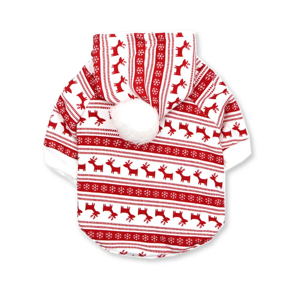 Зимняя одежда с капюшоном для собак куртка рисунком рождественского оленя