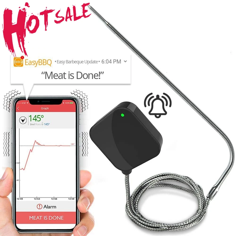 Remoto sem Fio Termômetro de Carne com Sonda para Churrasco Nanol Digital Cozinha Cozinhar Comida Fumante Grill Forno
