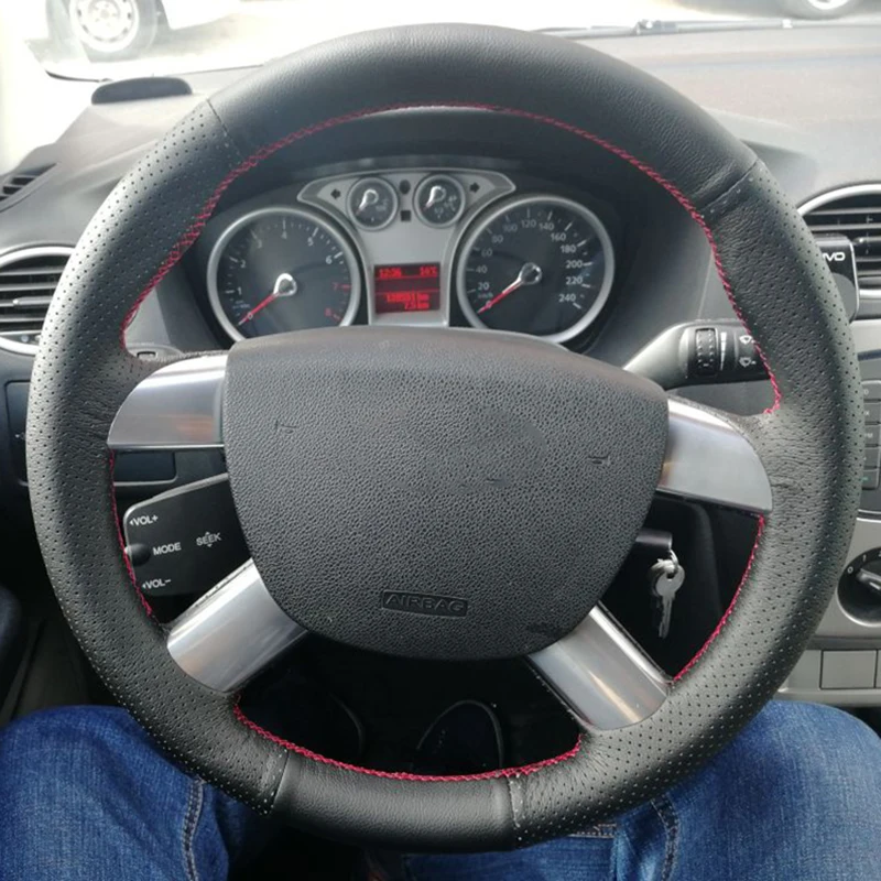 

Кожаная оплетка для рулевого колеса, для Ford Kuga 2008-2011 Focus 2 2005-2011