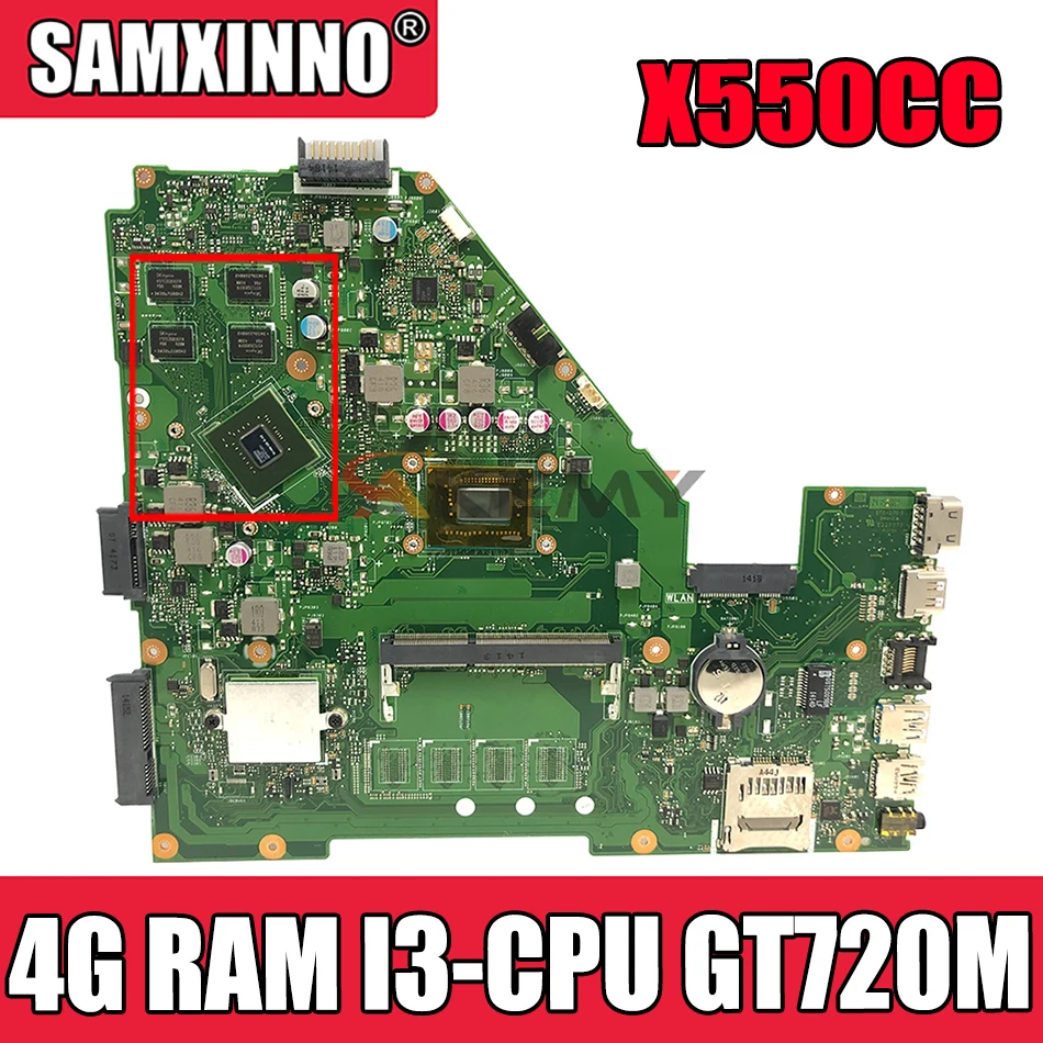 

Akemy X550CC материнская плата для ноутбука For Asus A550C X550CL R510C тест оригинальная материнская плата 4G RAM I3 CPU GT720M