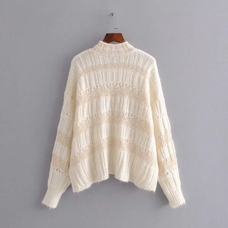 Повседневные Лоскутные кружевные открытые женские свитера с круглым вырезом