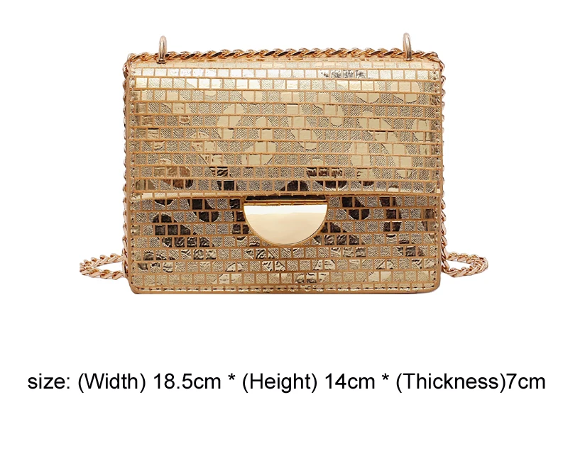PU Leather Crossbody Bags for Women Designer Chain Shoulder Messenger Bag Gold Silver Luxury Handbags Women Bags