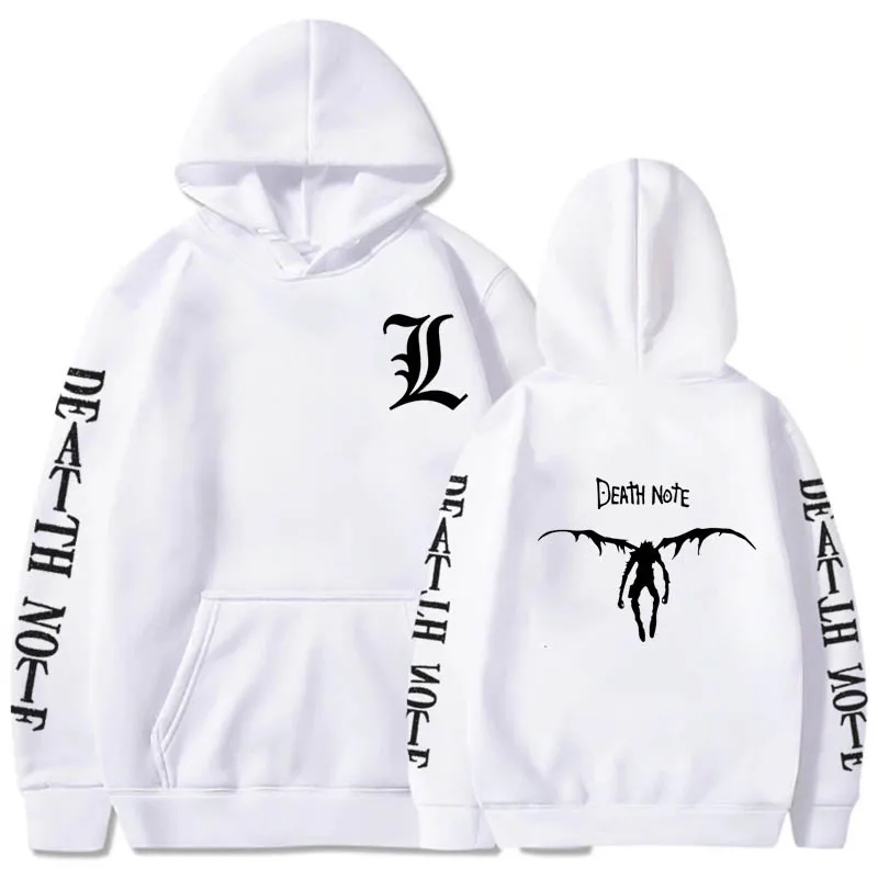 

Death note unisex harajuku sweatshirt with japanese anime print hood for men casual sweatshirt