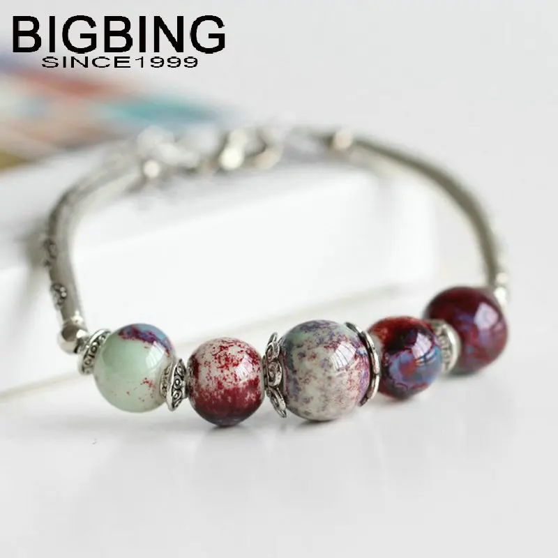 C095 BIGBING ювелирные изделия Модные керамические бусины ручной работы серебряный