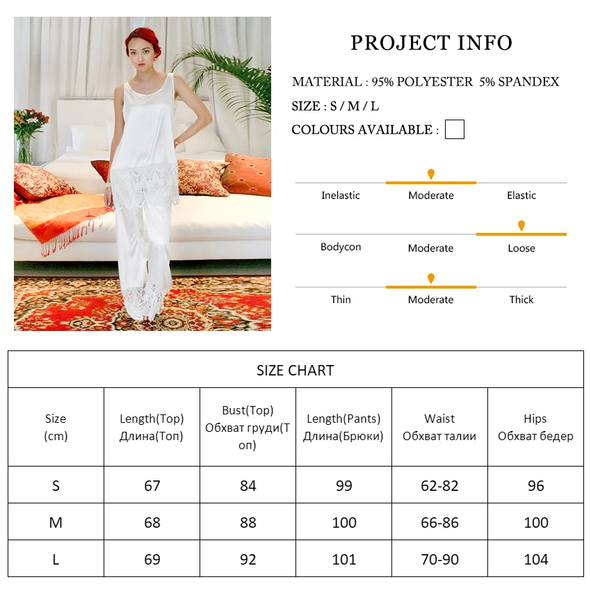 

Restve White Home Suit For Women Sleeveless Round Neck Sleep Tops Patchwork Lace 2 Piece Set Pants Elegant Homewear Female Suits