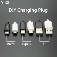 yuxi 10pcs diy 5a micro usb male plug connectors kit type c diy data cable usb charging connector plug accessories