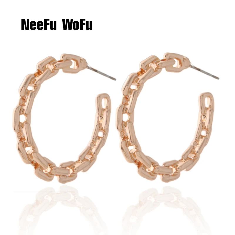 34mm NeeFu WoFu Висячие листья Геометрическая Серьга флэш металлические, с принтом для женщин ушное кольцо большие длинные Brinco печать Oorbellen серьги - Окраска металла: 34mm