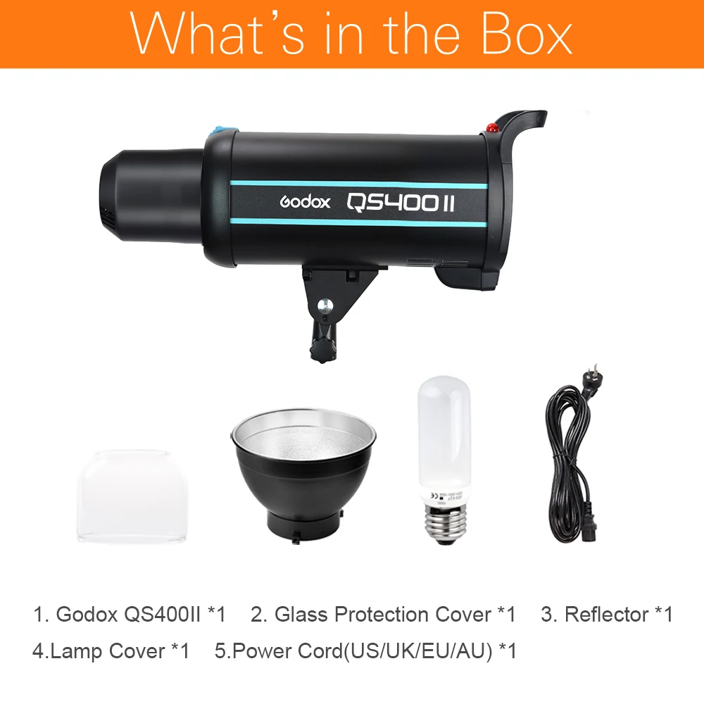 

Godox QS400II 400Ws GN65 Professional Studio Flash Strobe Monolight 2.8m Light Stand 60x90cm Grid Softbox Trigger vs SL150W