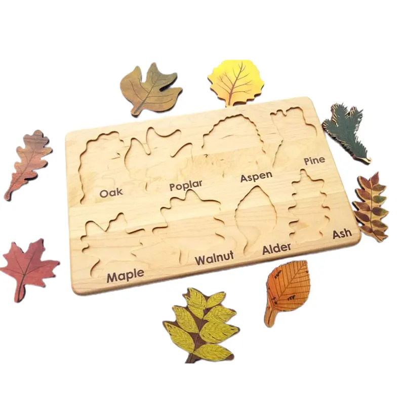 

New Kids Wooden Jigsaw Puzzle Clever Board Baby Montessori Educational Learning Toys For Children Leaf Puzzles Home Decoration